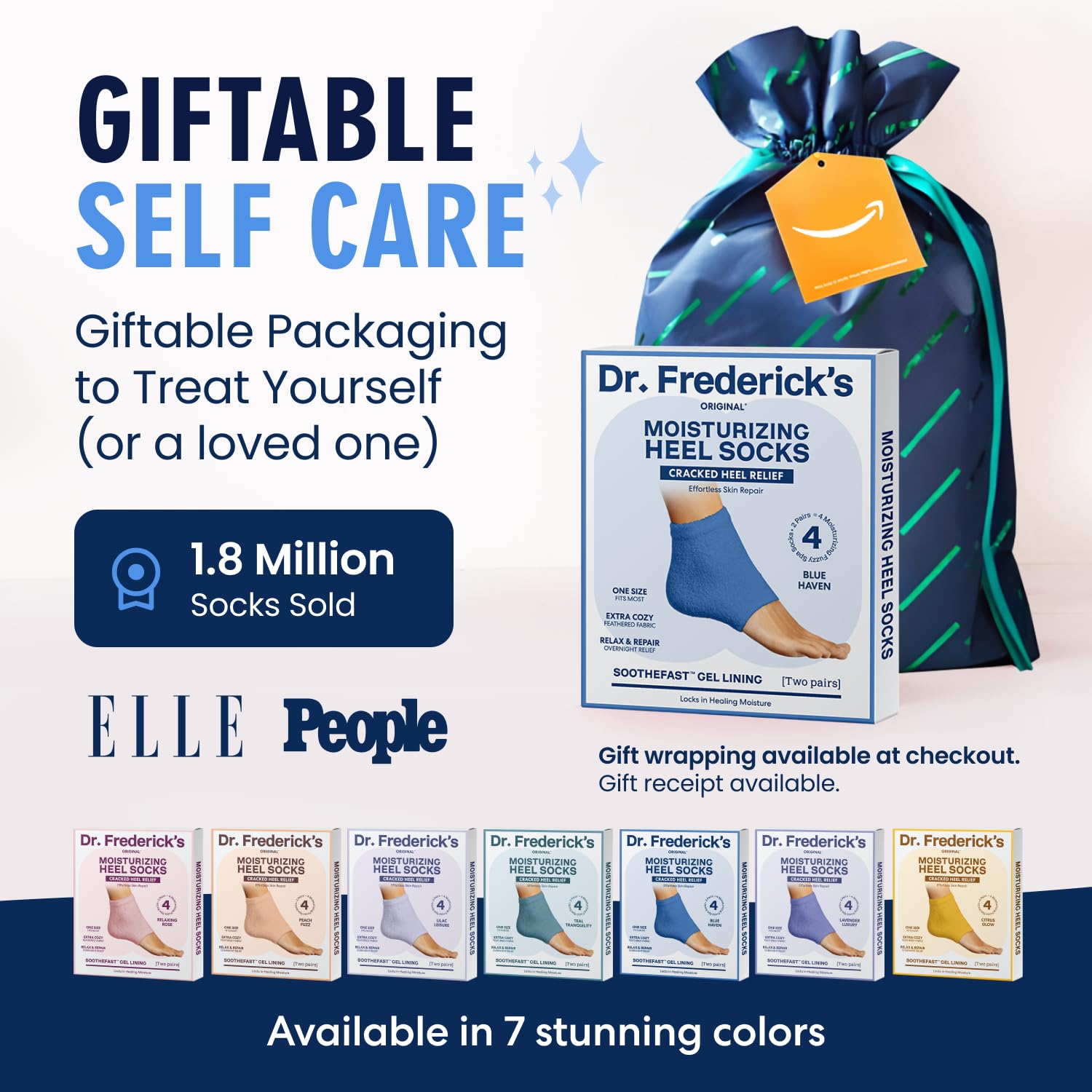 Dr. Frederick's Original socks available in colors for versatile self-care.