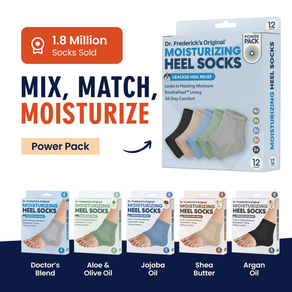 Six-pack with essential oils emphasizes nourishing foot care from Dr. Frederick's Original.