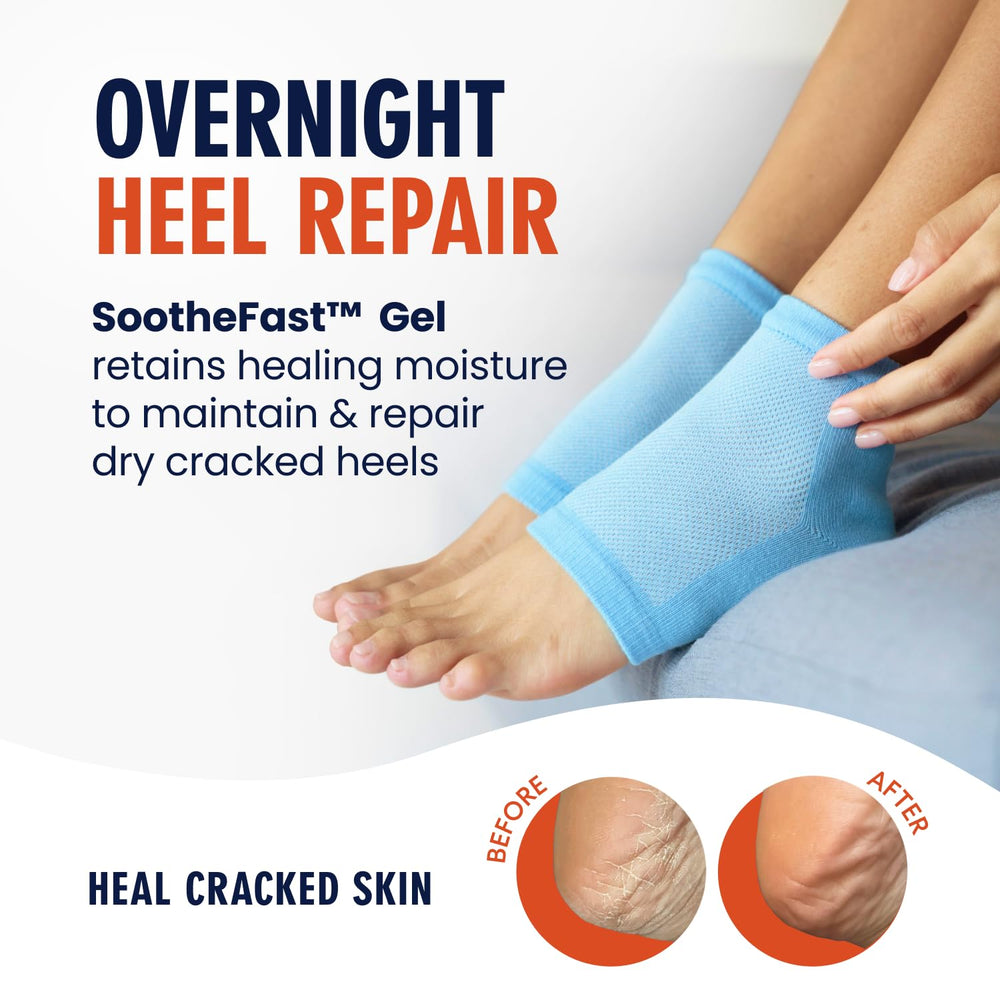 Dr. Frederick's Original gel-lined heel socks reveal inner moisture for lasting hydration.