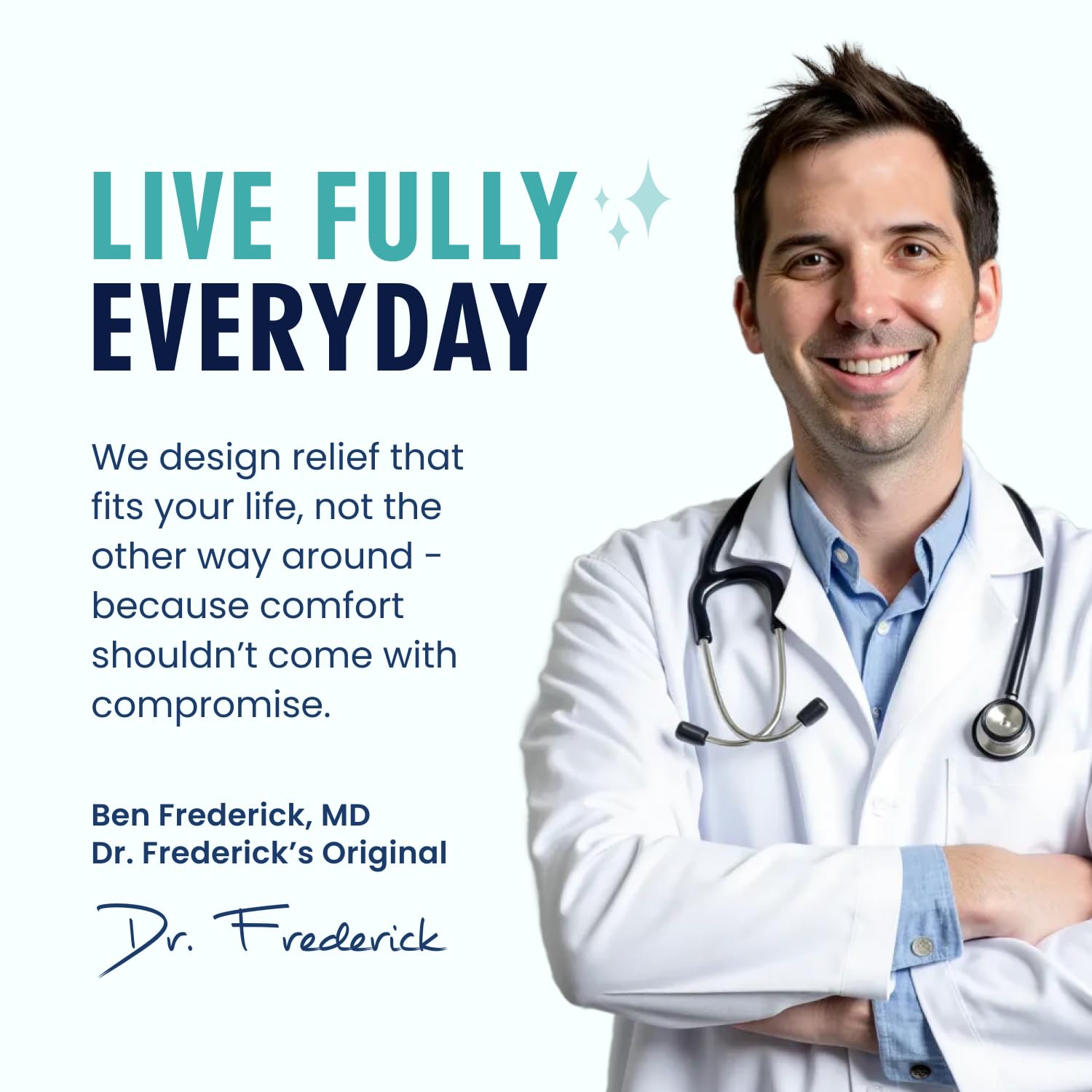 Gift-ready packaging for Dr. Frederick's Original heel socks emphasizing doctor-developed care