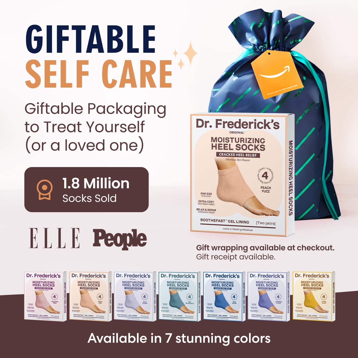 Dr. Frederick's Original Moisturizing Fuzzy Heel Socks hand-wash friendly care.