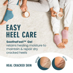 Dr. Frederick's Original fuzzy heel socks teal tranquility worn overnight for plush comfort and hydration