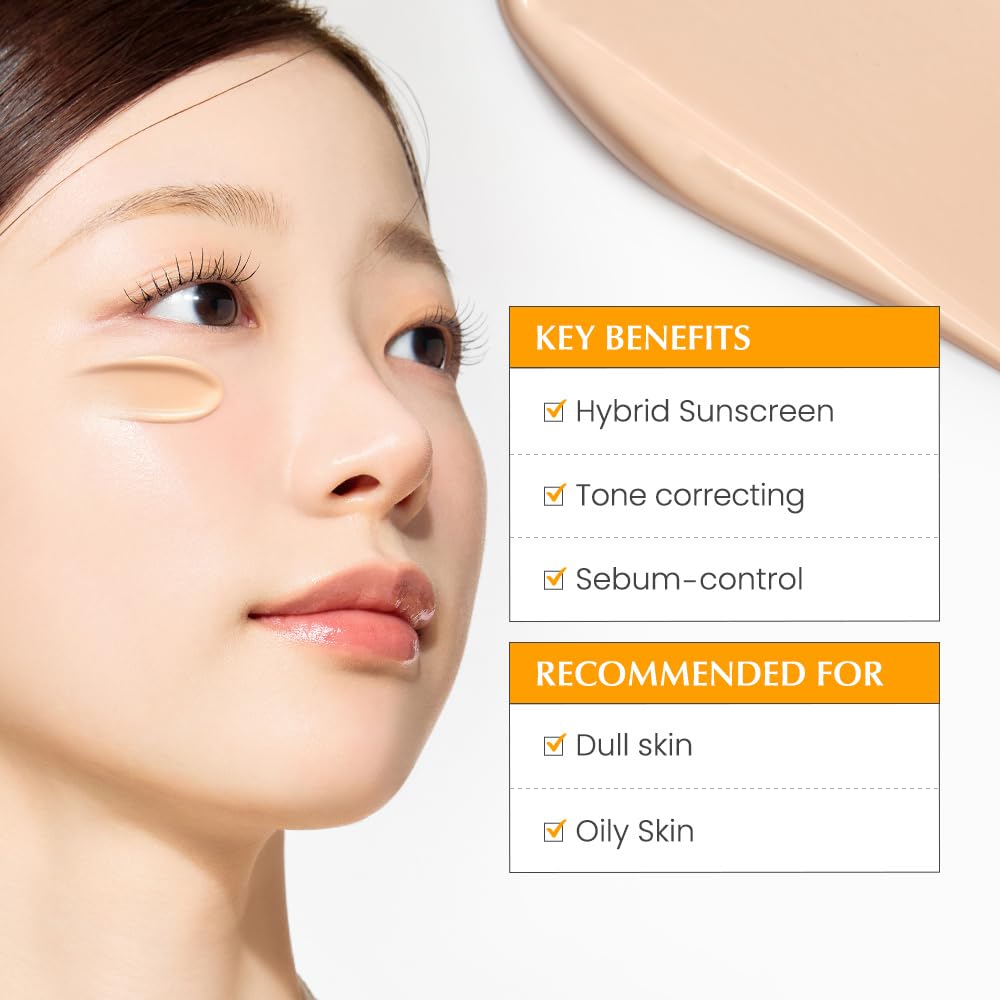Dr. G Bright Toning Up Tinted Sunscreen being applied to face for a natural finish.