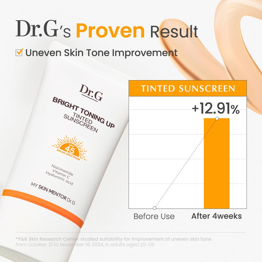 Dr. G Bright Toning Up Tinted Sunscreen with a matte finish for shine control.