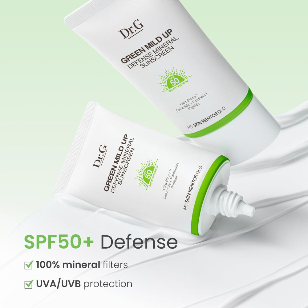 Dr.G sunscreen on face during application with quick absorption