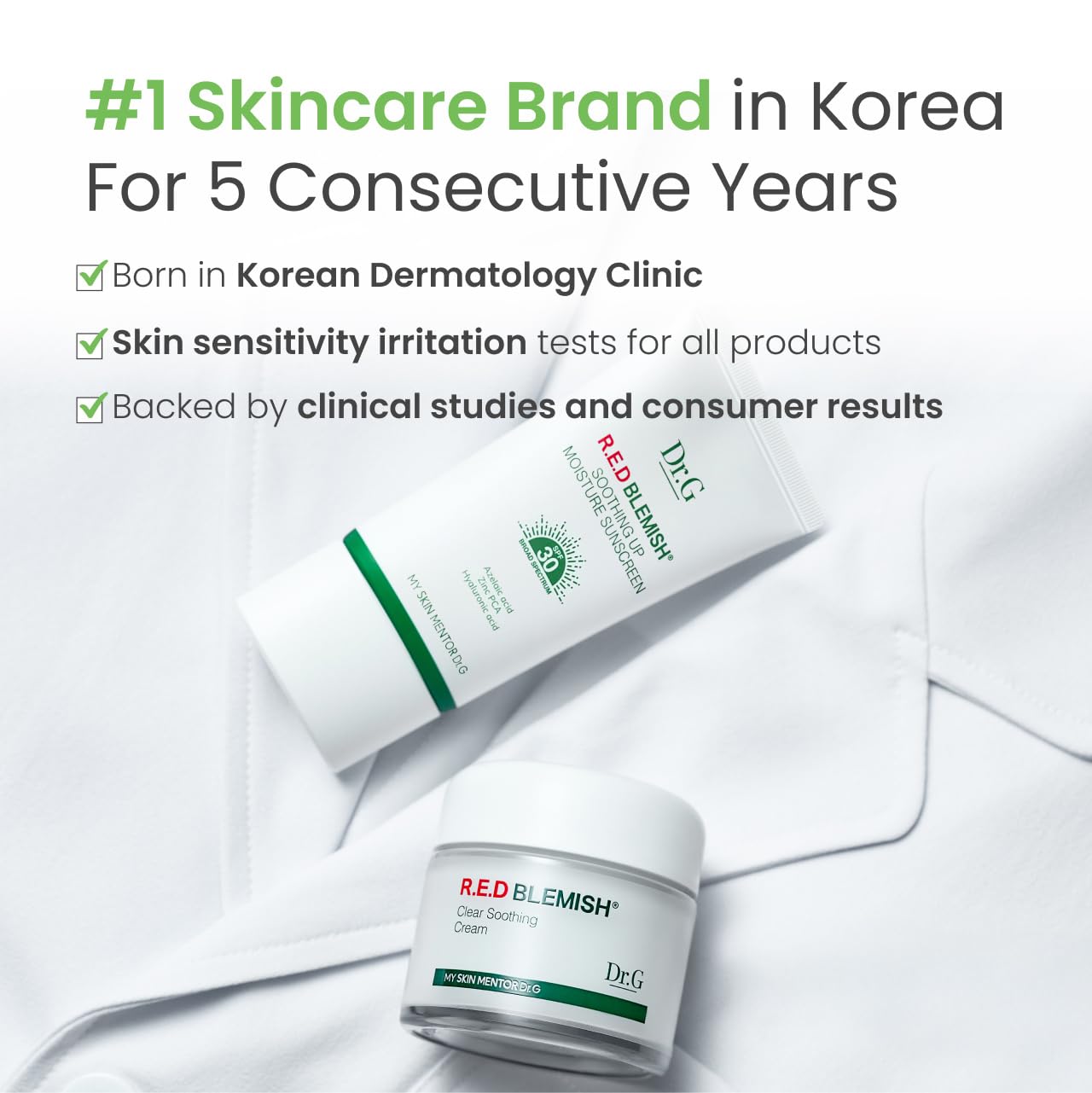 Dr.G peptides graphic highlights skin-supporting peptides included