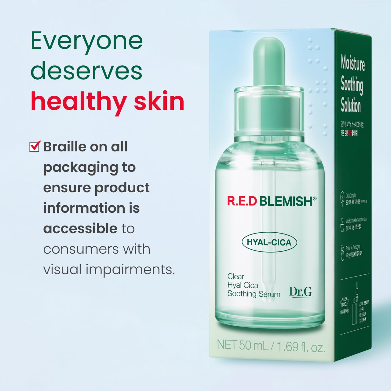 Dr. G R.E.D. serum on-face close-up reveals smooth absorption and even tone hints.