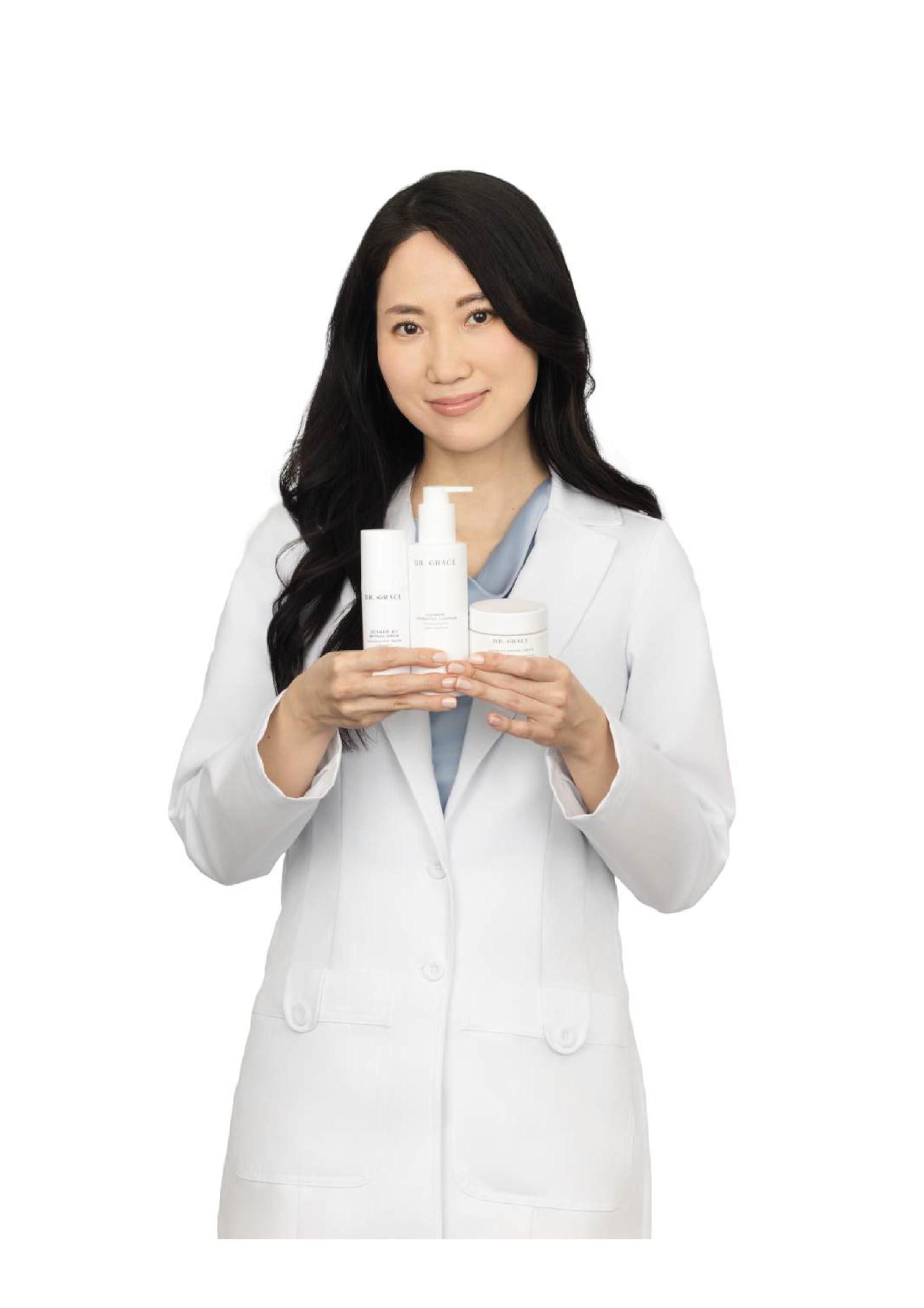 Dr. Grace Ultimate Hydrating Cleanser pump bottle emphasizes moisturized, balanced skin after washing.