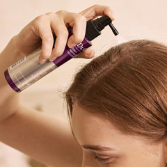 Dr. Groot Scalp Relief Tonic spray application demonstrates easy scalp mist.