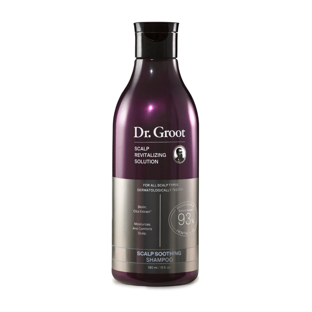 Dr. Groot Scalp Soothing Shampoo bottle front showing product branding and clean design