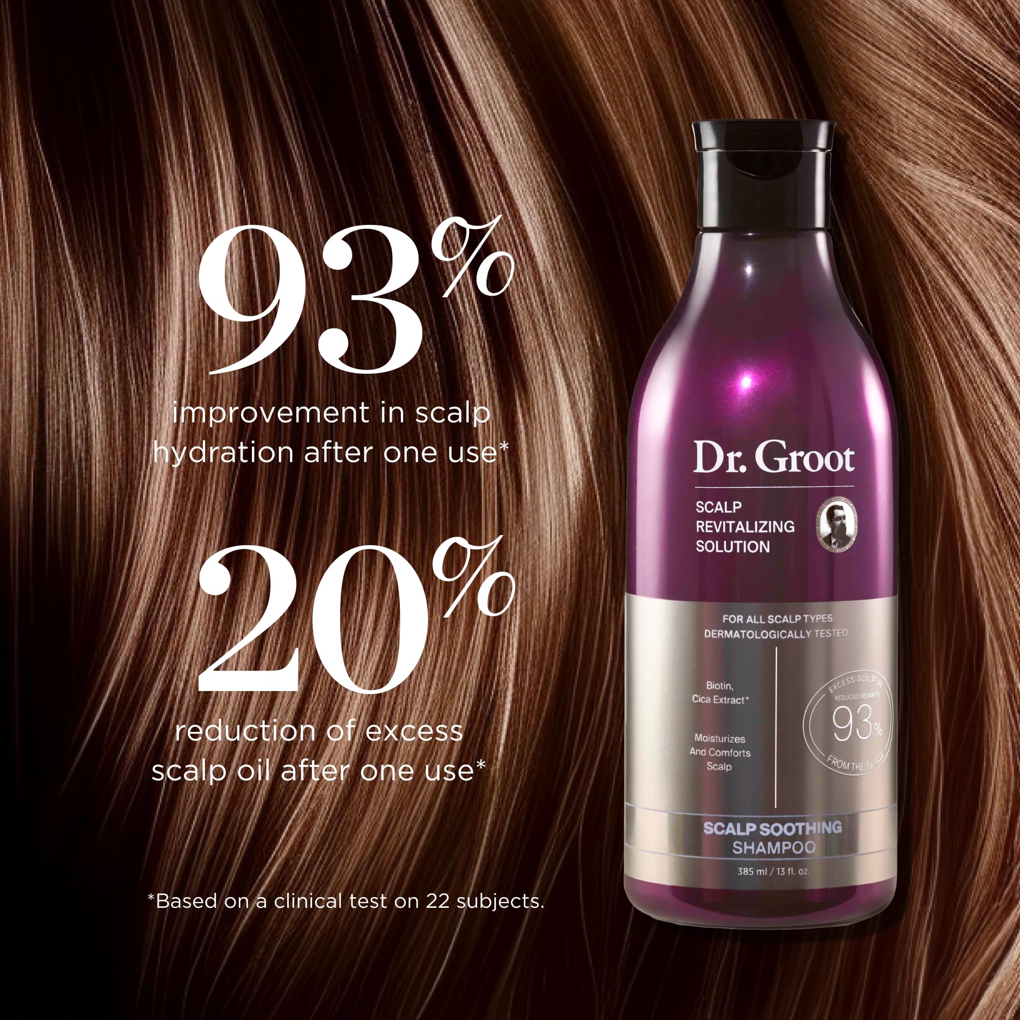 Dr. Groot Scalp Soothing Shampoo lather in hand highlighting gentle cleansing