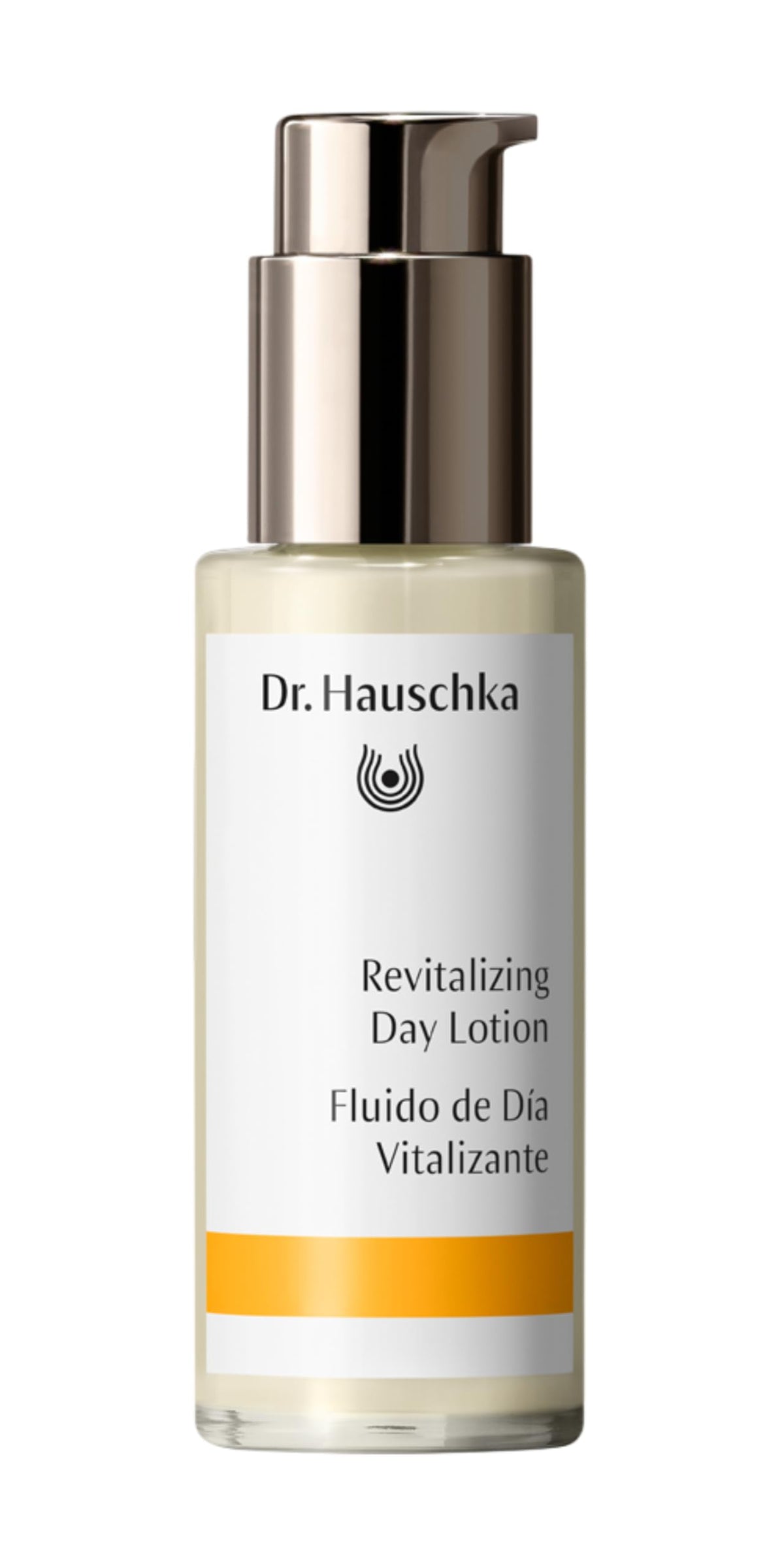 Dr. Hauschka Revitalizing Day Lotion bottle on a vanity offering lightweight daily hydration.