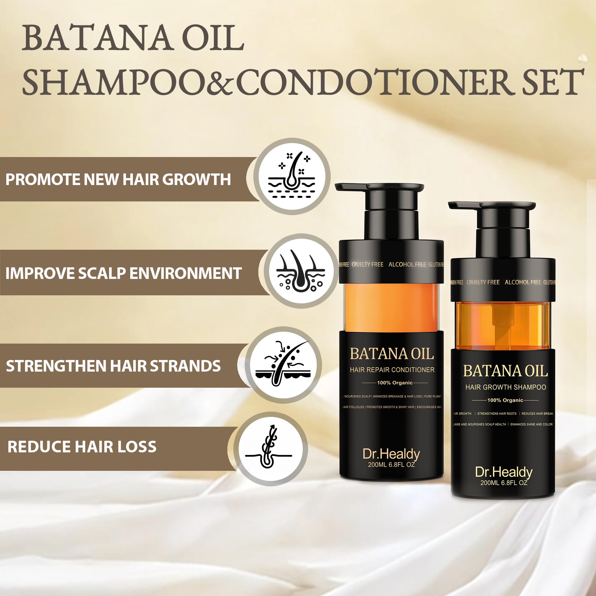 Dr. Healdy Batana Oil Conditioner botella ofrece hidratación profunda para cabello manejable