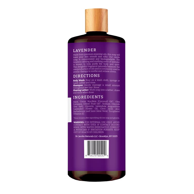 DR.JACOBS NATURALS coconut olive oil base shown for gentle cleansing.