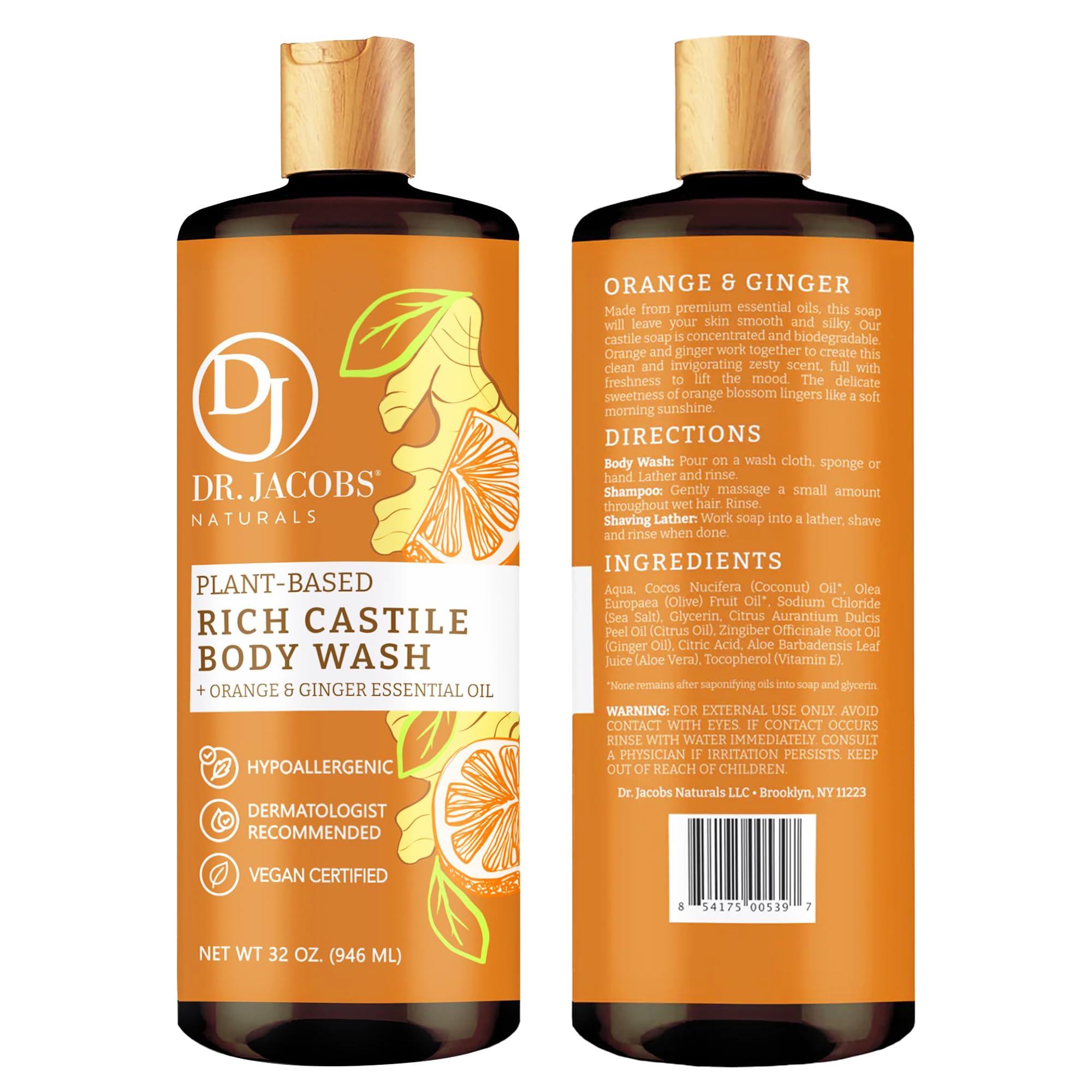 Coconut and olive oil blend label emphasizes natural cleansing oils on Dr. Jacobs Naturals.