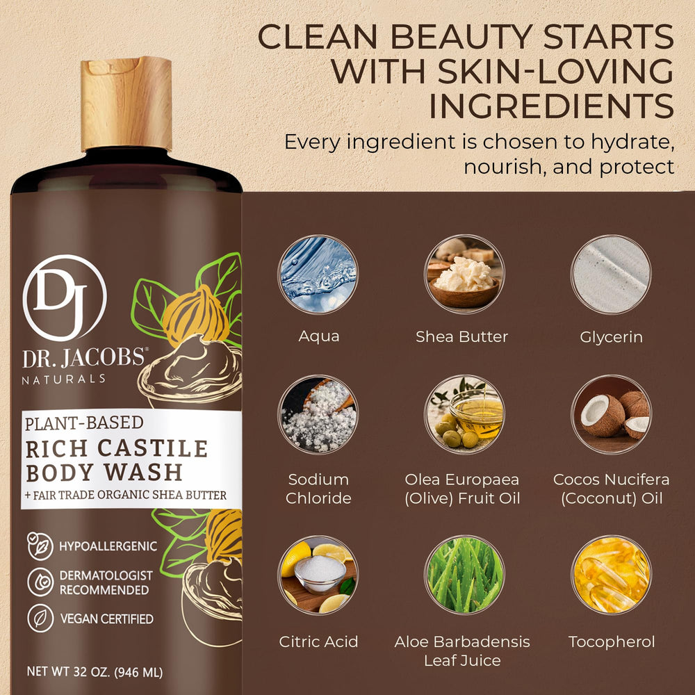 Dr. Jacobs Naturals coconut-olive oil blend cleans gently while keeping skin soft.