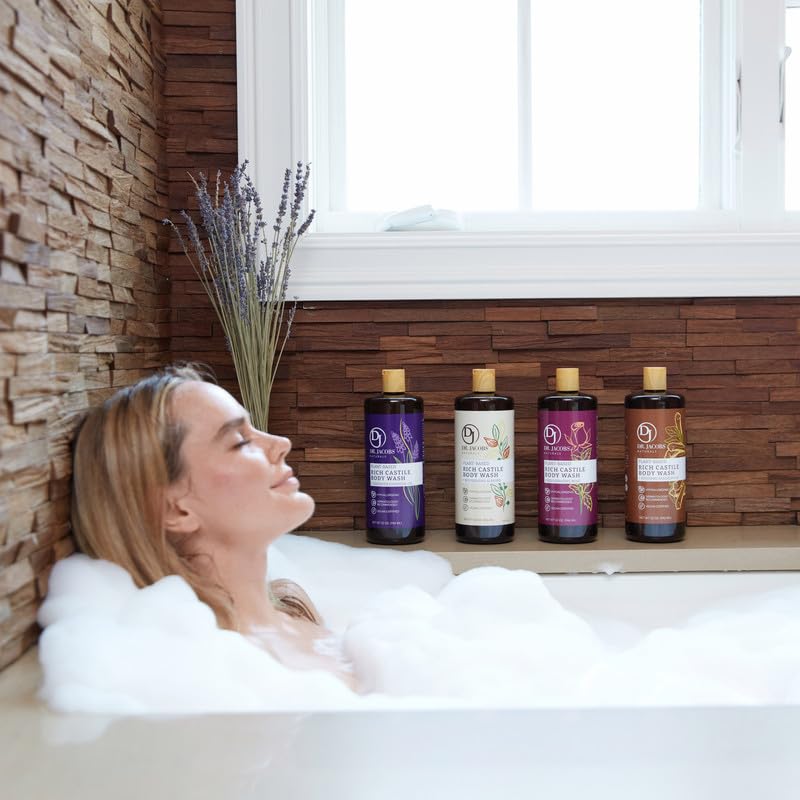 DR.JACOBS NATURALS rich lavender foam demonstrates soothing lather for sensitive skin.