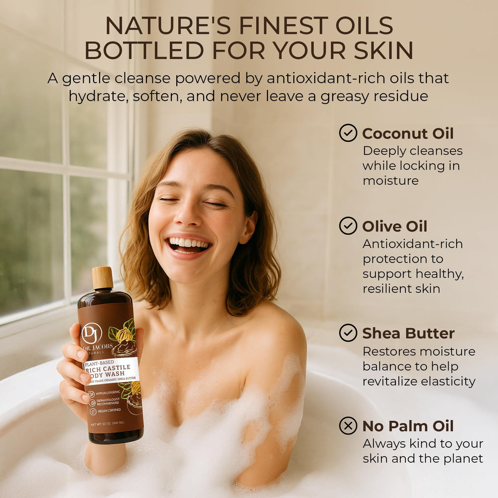 Dr. Jacobs Naturals sulfate-free formula supports sensitive skin with mild cleansing.