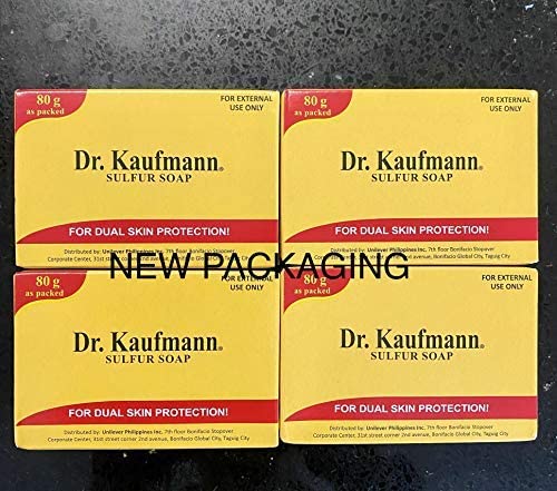 Dr. Kauffman sulfur soap close-up shows medicated formula.