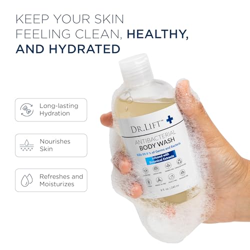 DR. LIFT antibacterial body wash foam lather provides refreshing shower experience.