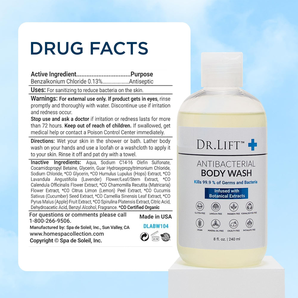 DR. LIFT bathroom-counter-shot showcases clean, hydrated skin after use.