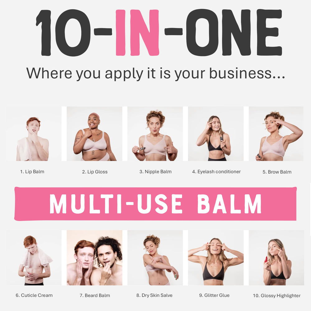 Dr. Lipp Original Nipple Balm applied to lips for soothing moisture.