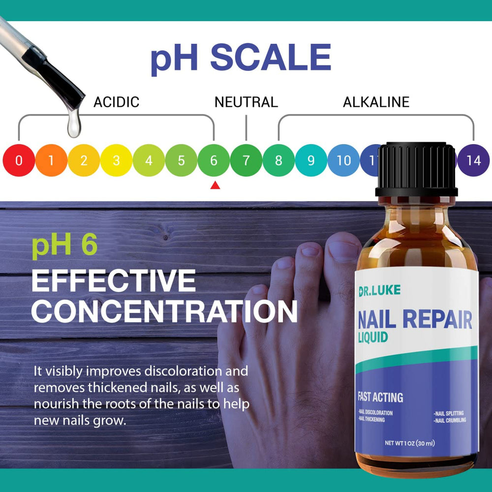 Dr. Luke Nail Repair Liquid before-after image hints at progressive improvement.
