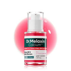 Dr.Melaxin bottle closeup showing pink spicule serum for smoother skin texture