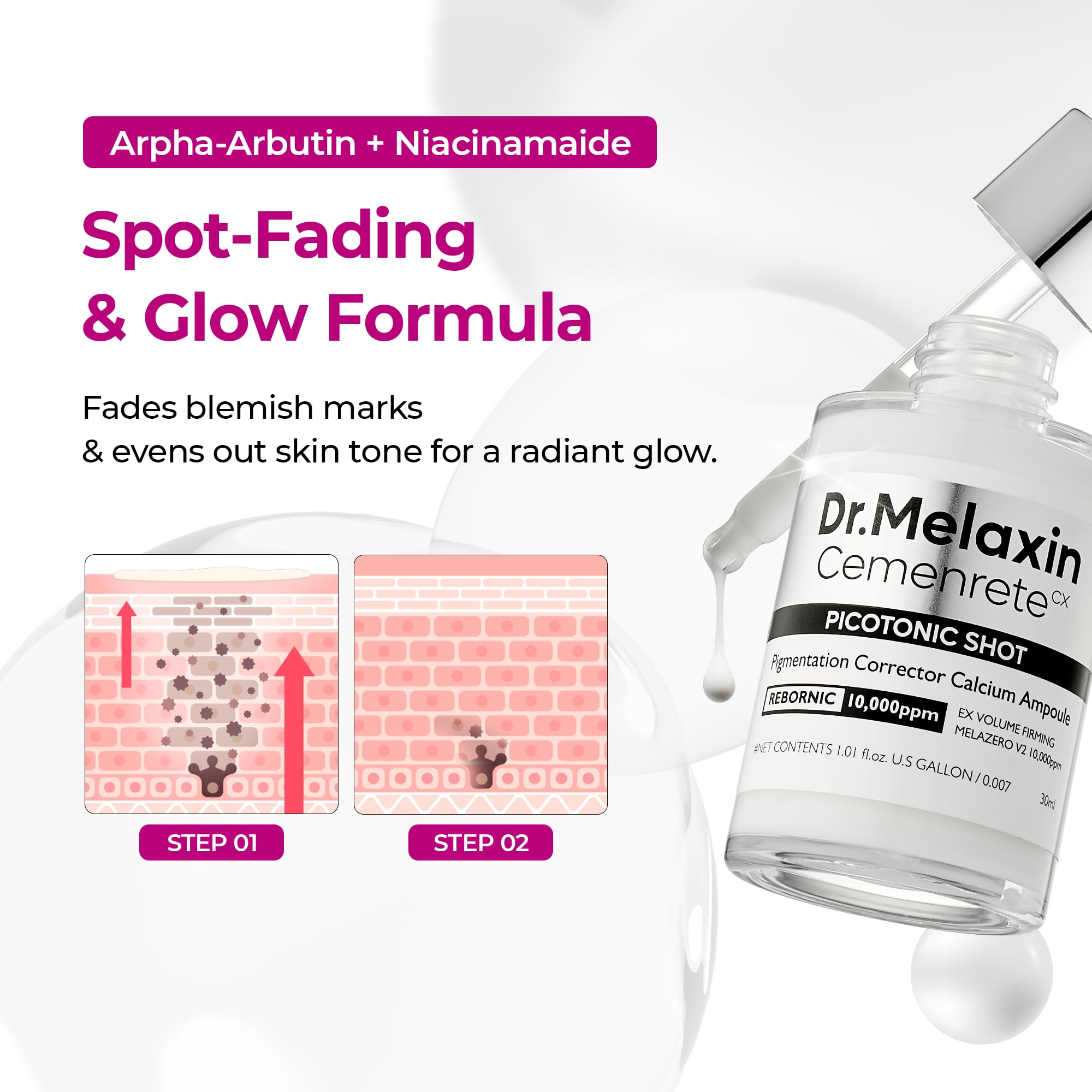 Dr.Melaxin Cemenrete Shot packaging communicates value and clean ingredients