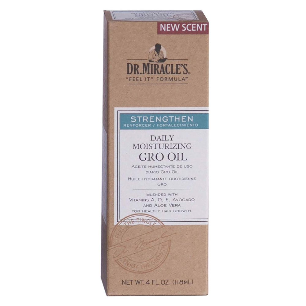 Dr. Miracle's Gro Oil strong-shine-ends illustrates reinforced texture with reduced breakage.