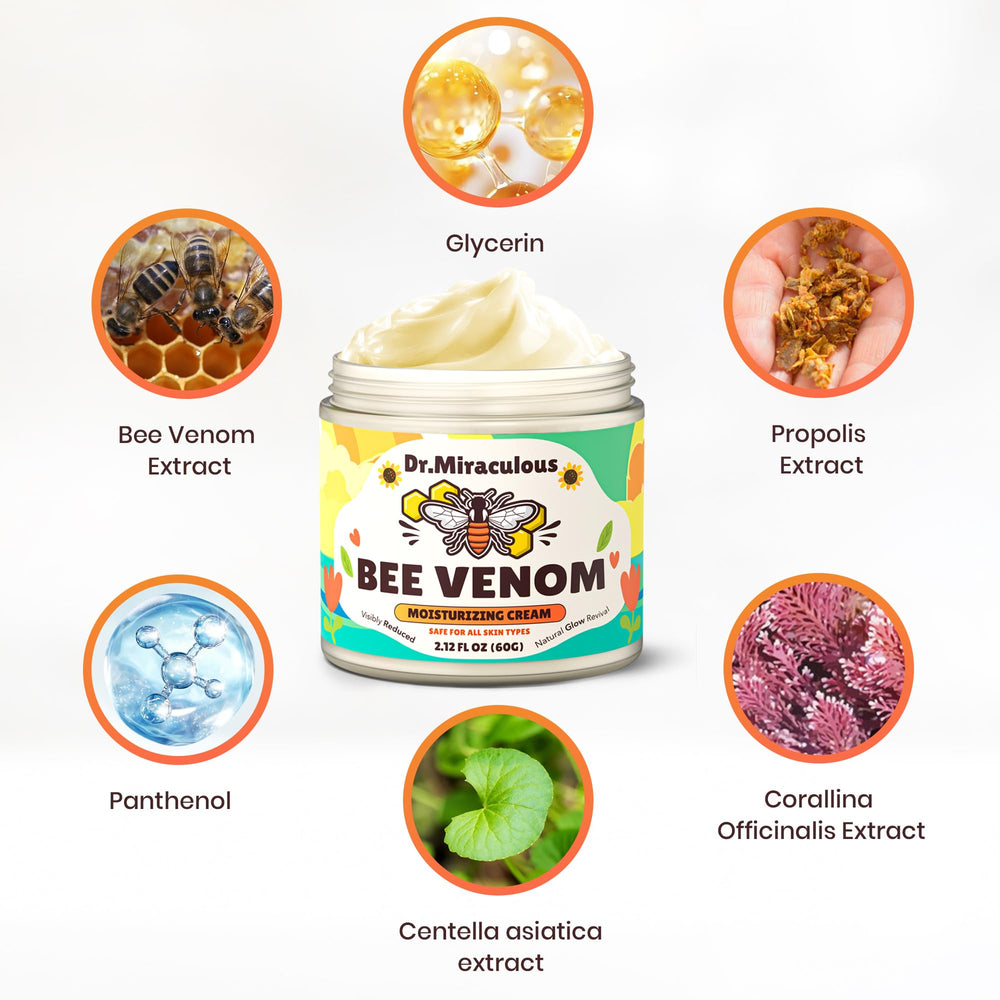 Dr. Miraculous bee venom cream on neck and shoulders for renewed firmness and comfort.