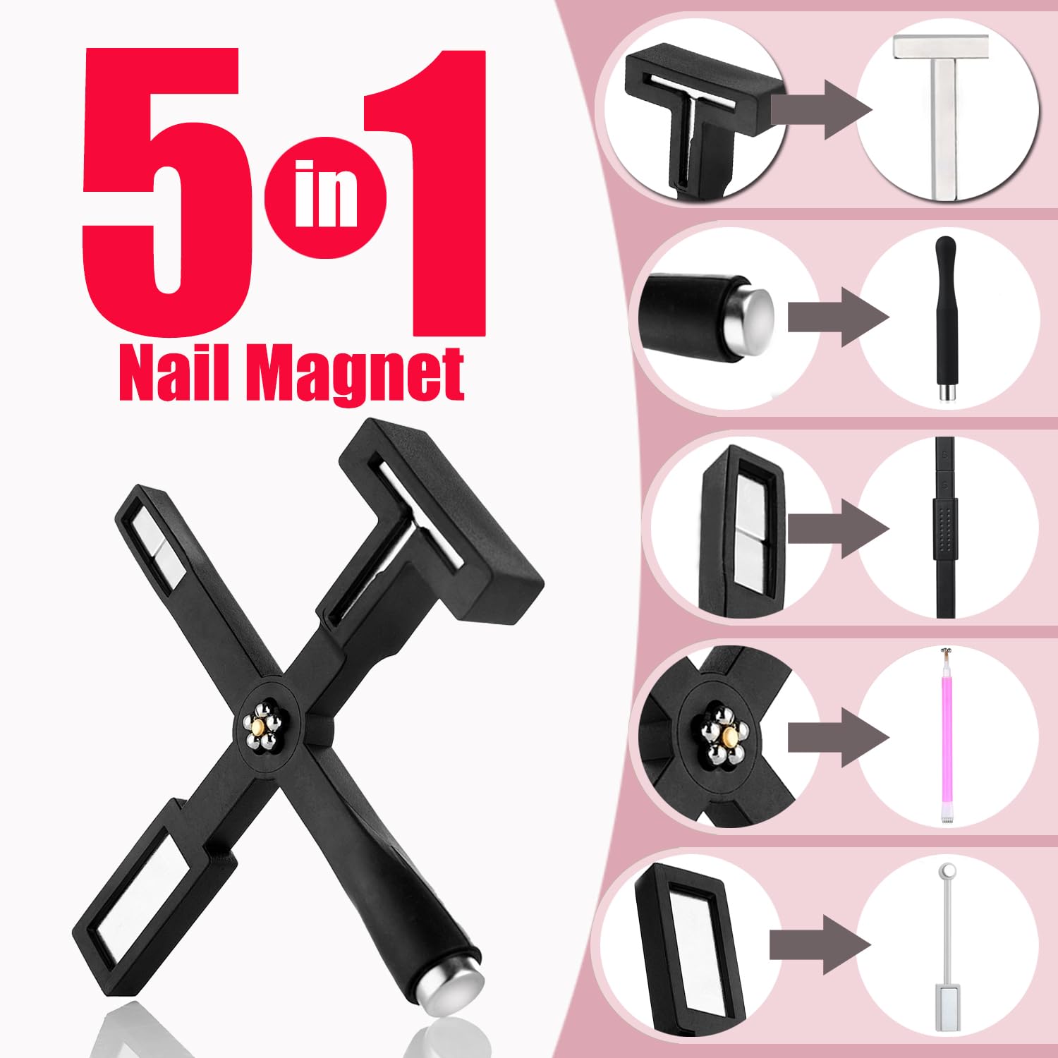 Dr.nail 5-in-1 design tool demonstrates multi-pattern cat eye effects at home