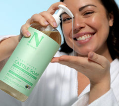 Dr. Natural Castile liquid soap shampoo use for nourishing hair cleanse.