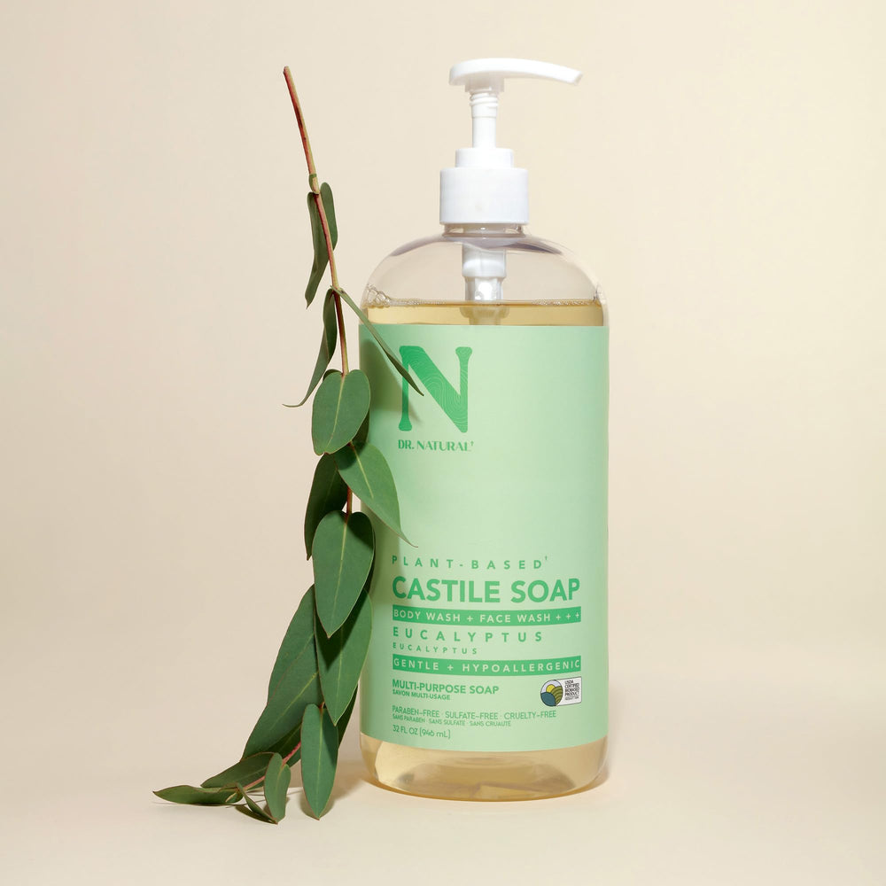 Dr. Natural Castile soap used on pets for mild cleansing.