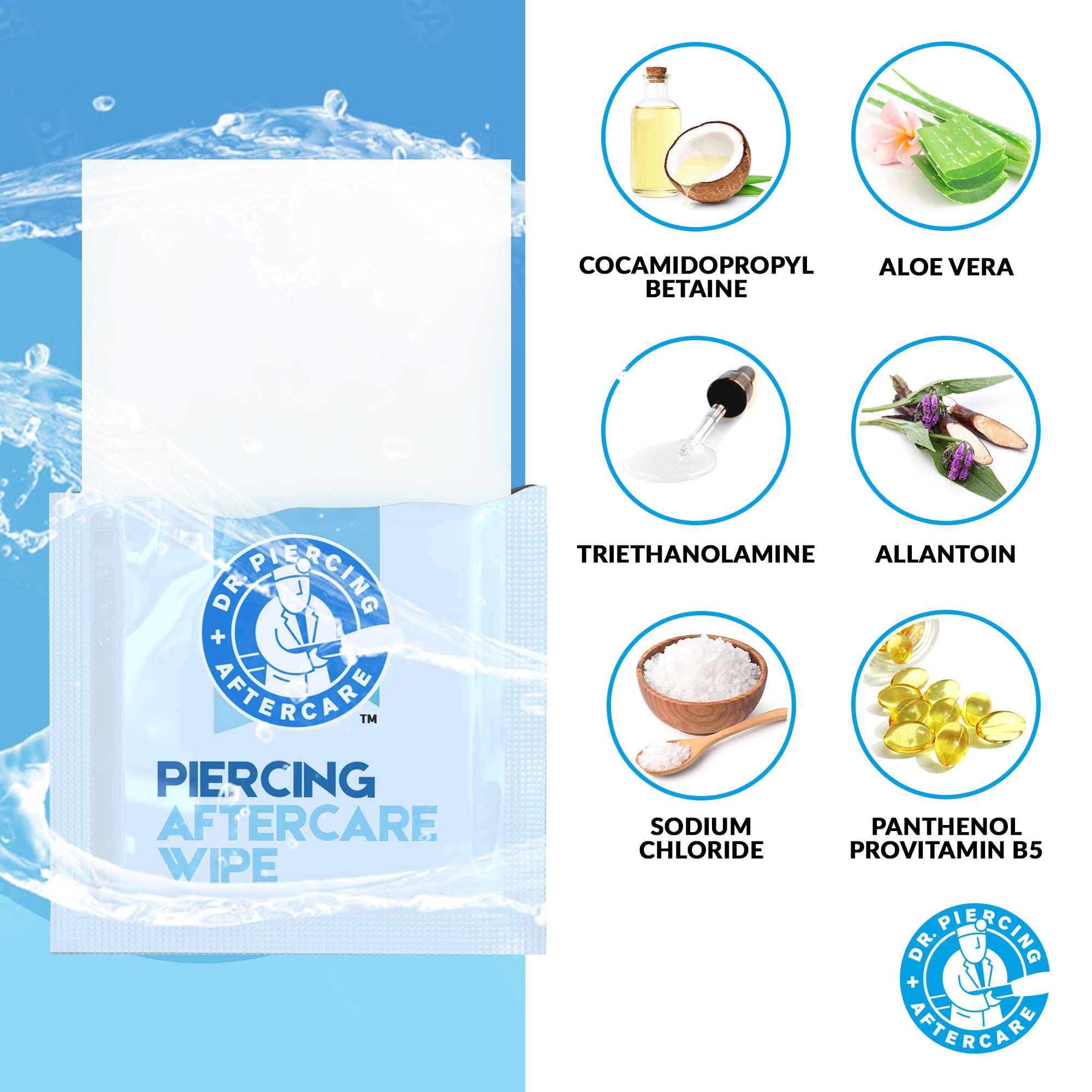 Hydrating skin with Dr. Piercing Aftercare Wipes around a piercing area.