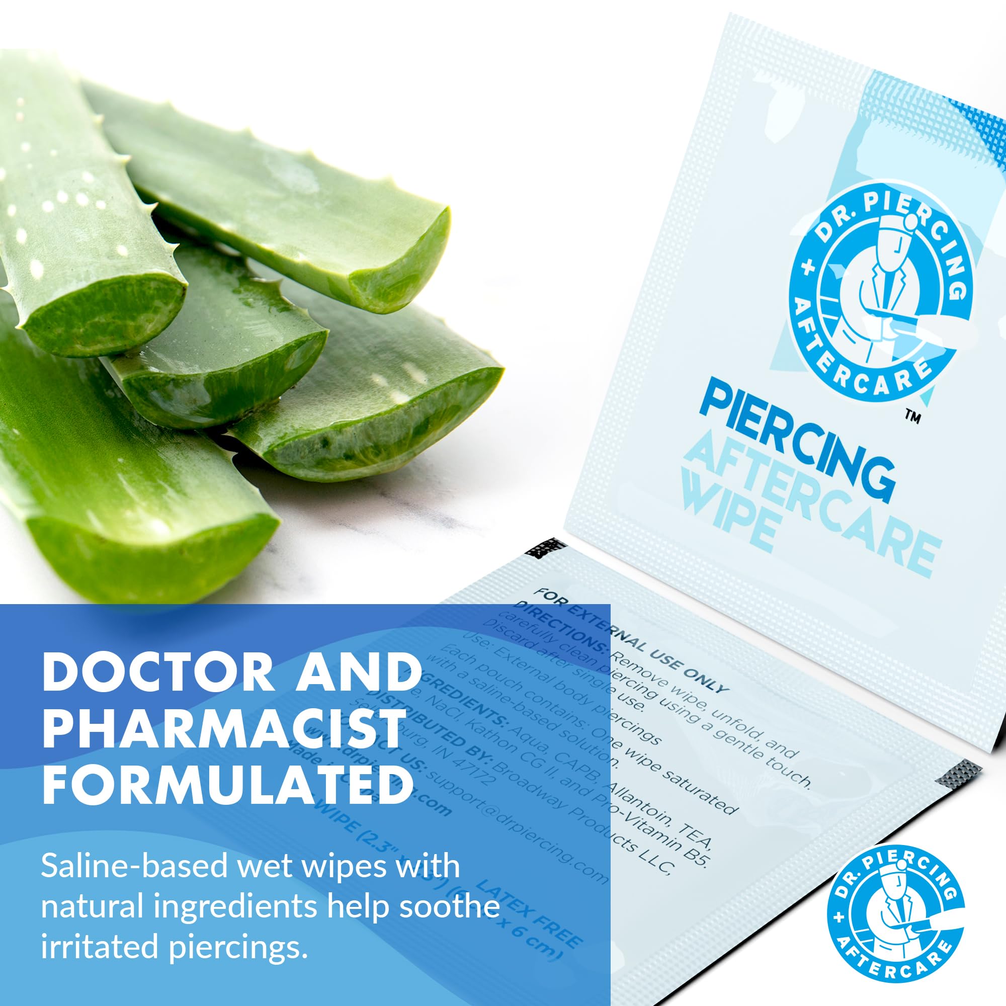 Close-up of Dr. Piercing Aftercare Wipes used on a nose piercing for gentle cleansing.