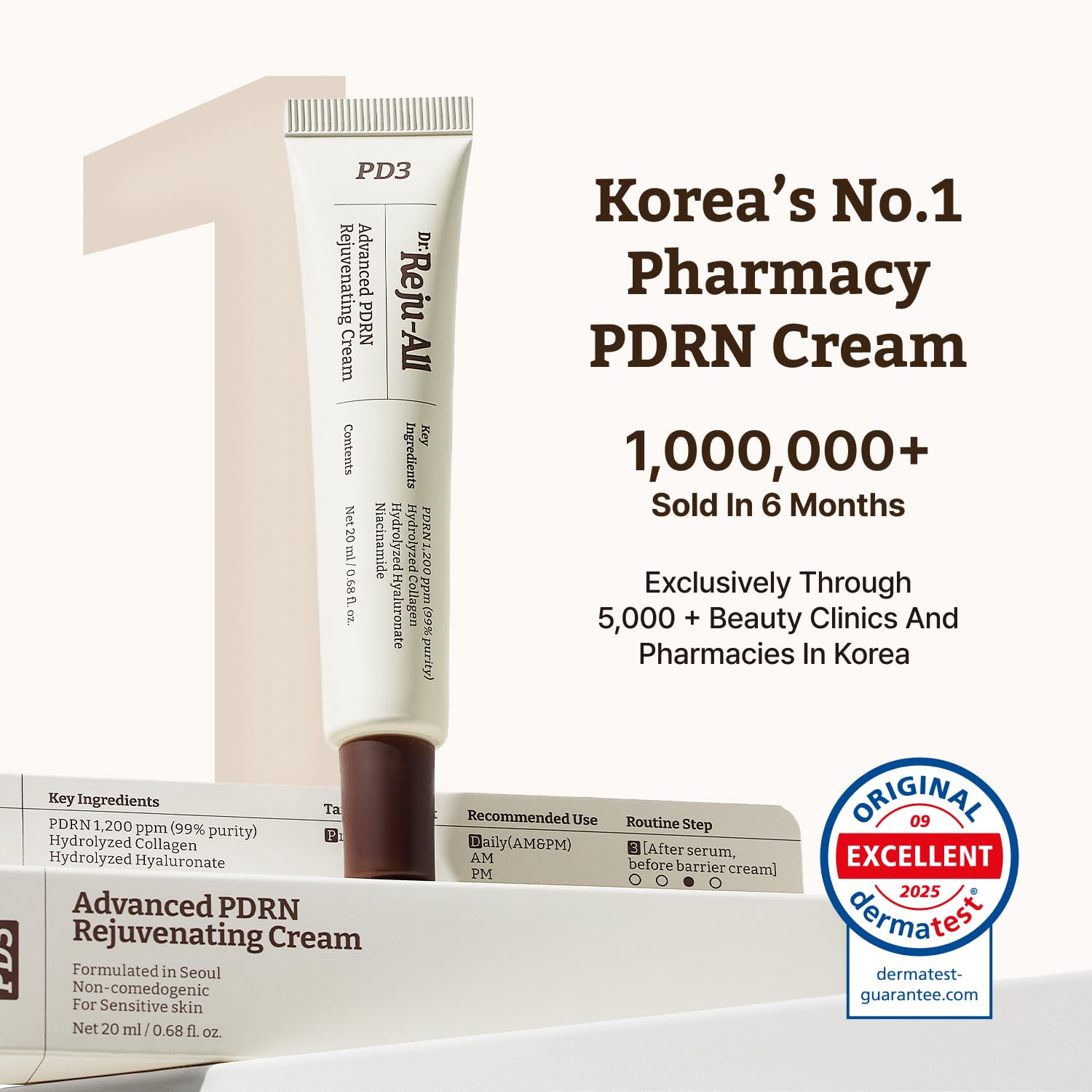 Dr.Reju-All 99% pure salmon DNA PDRN graphic emphasizes high purity for gentle daily use.