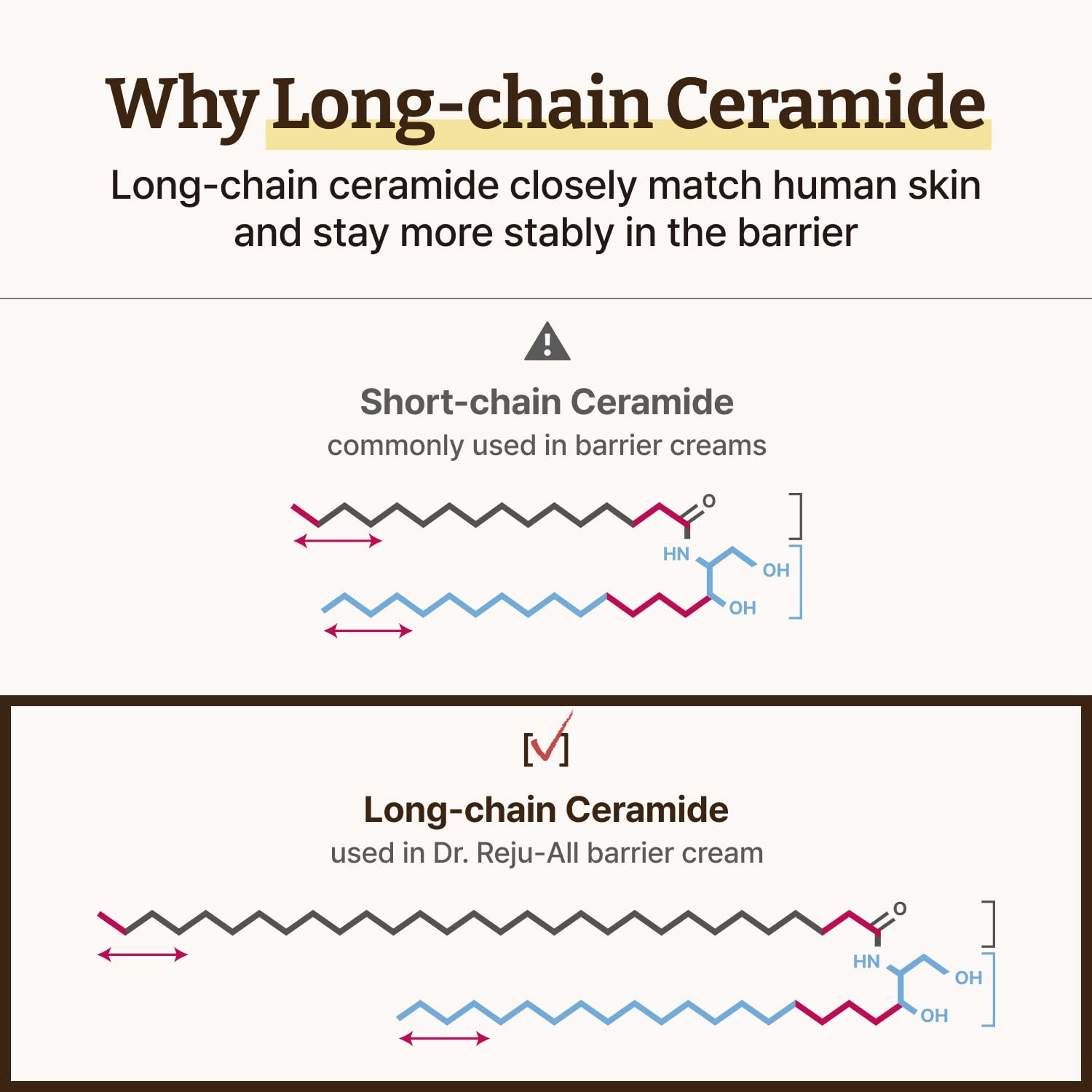 Dr.Reju-All Advanced LC-Ceramide ingredients label emphasizes long-chain ceramides' barrier benefits.