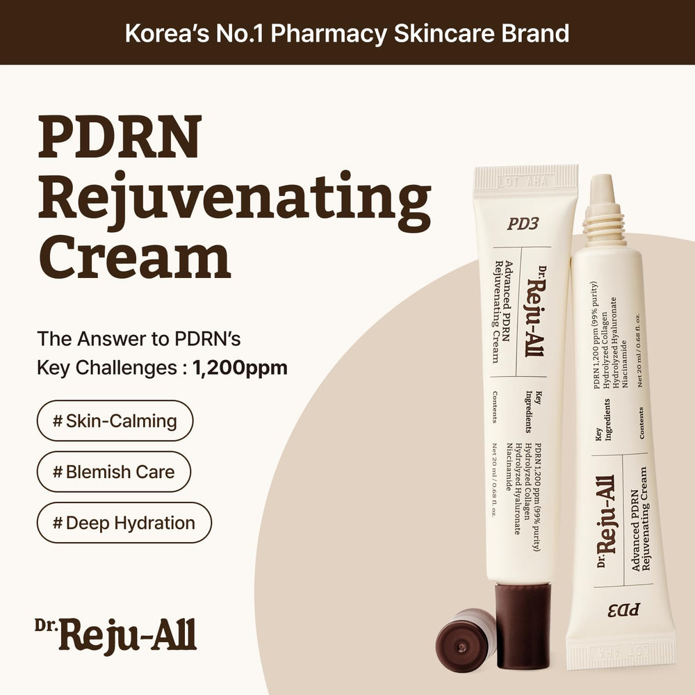 Dr.Reju-All Advanced PDRN Cream label closeup highlights 1200ppm concentration for consistent results.