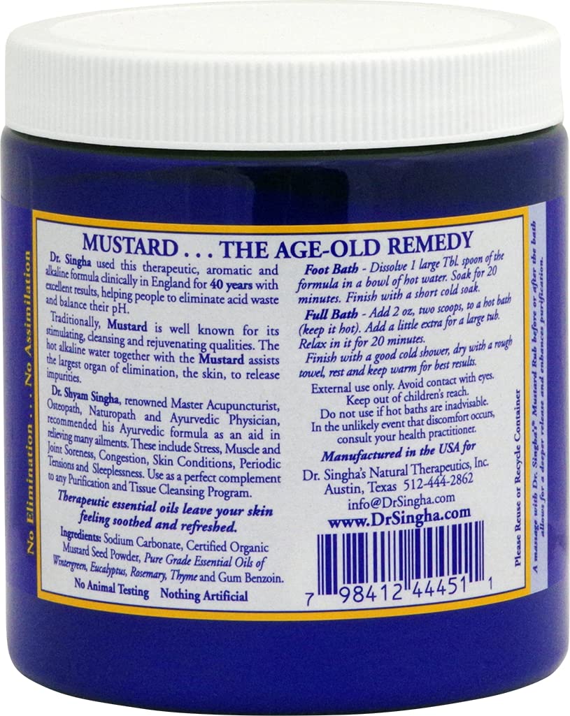 Dr. Singha's Mustard Bath heritage image conveys trusted wellness tradition.