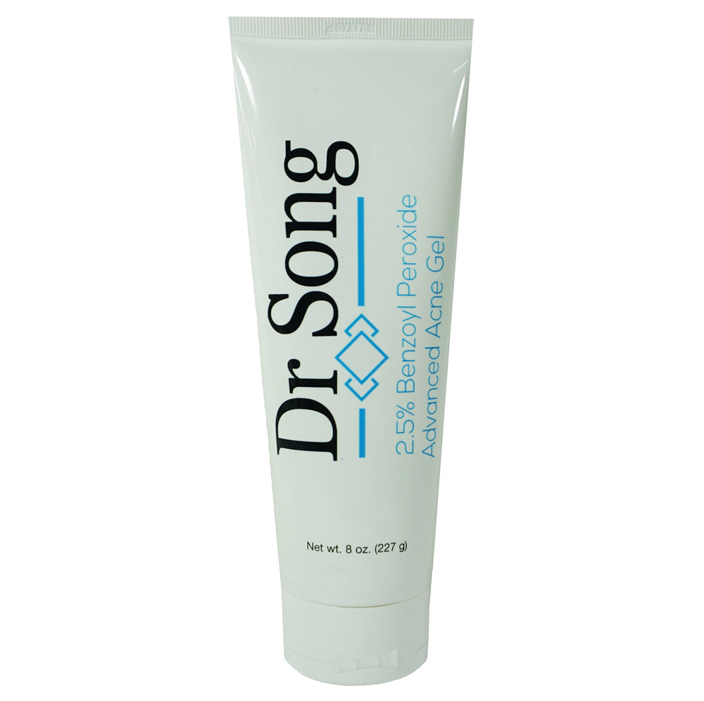 Dr Song 2.5% benzoyl peroxide acne gel bottle ready for daily use in a clear-skin routine.