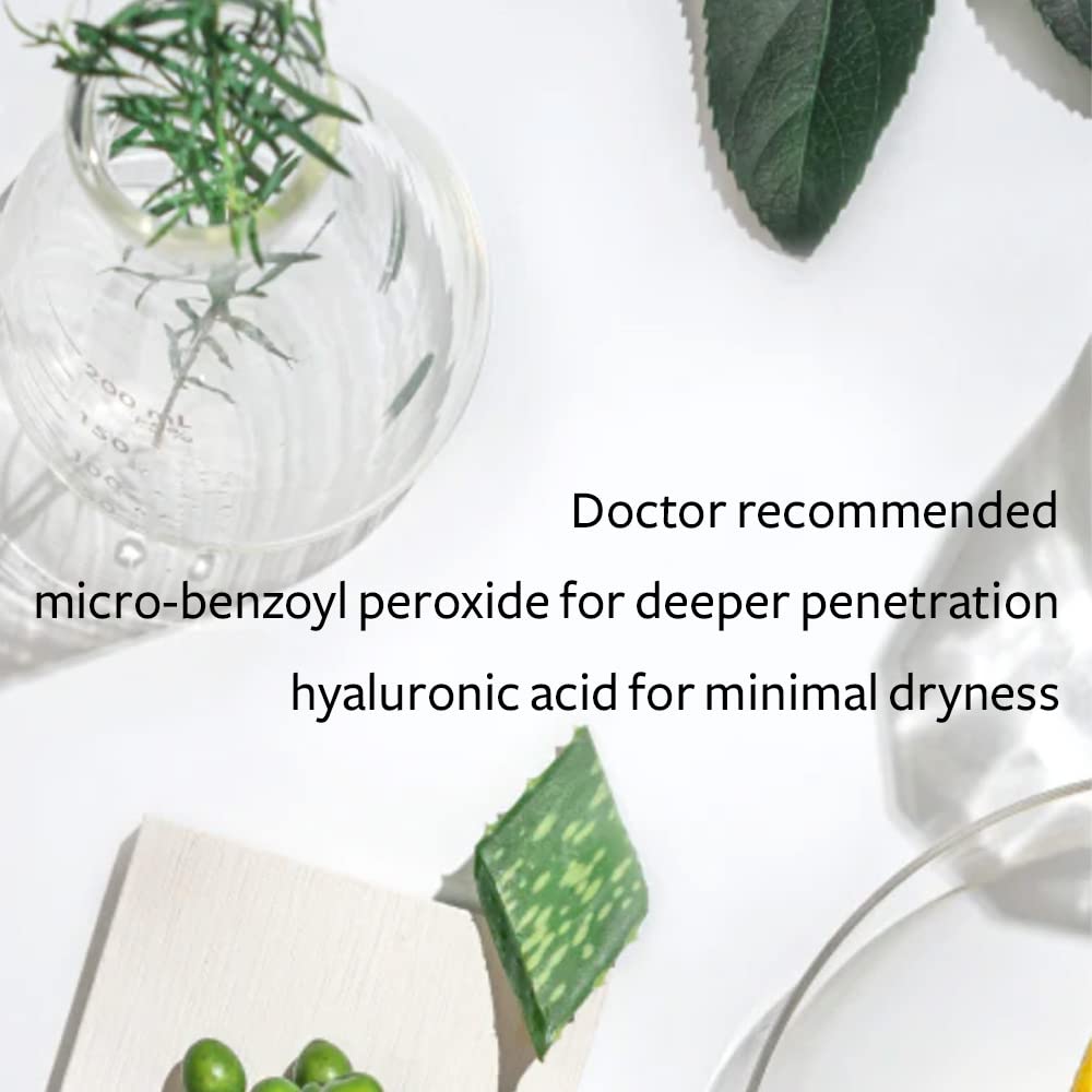Dr Song benzoyl peroxide wash pump-dispenser shows convenient dosing for face and body cleansing.