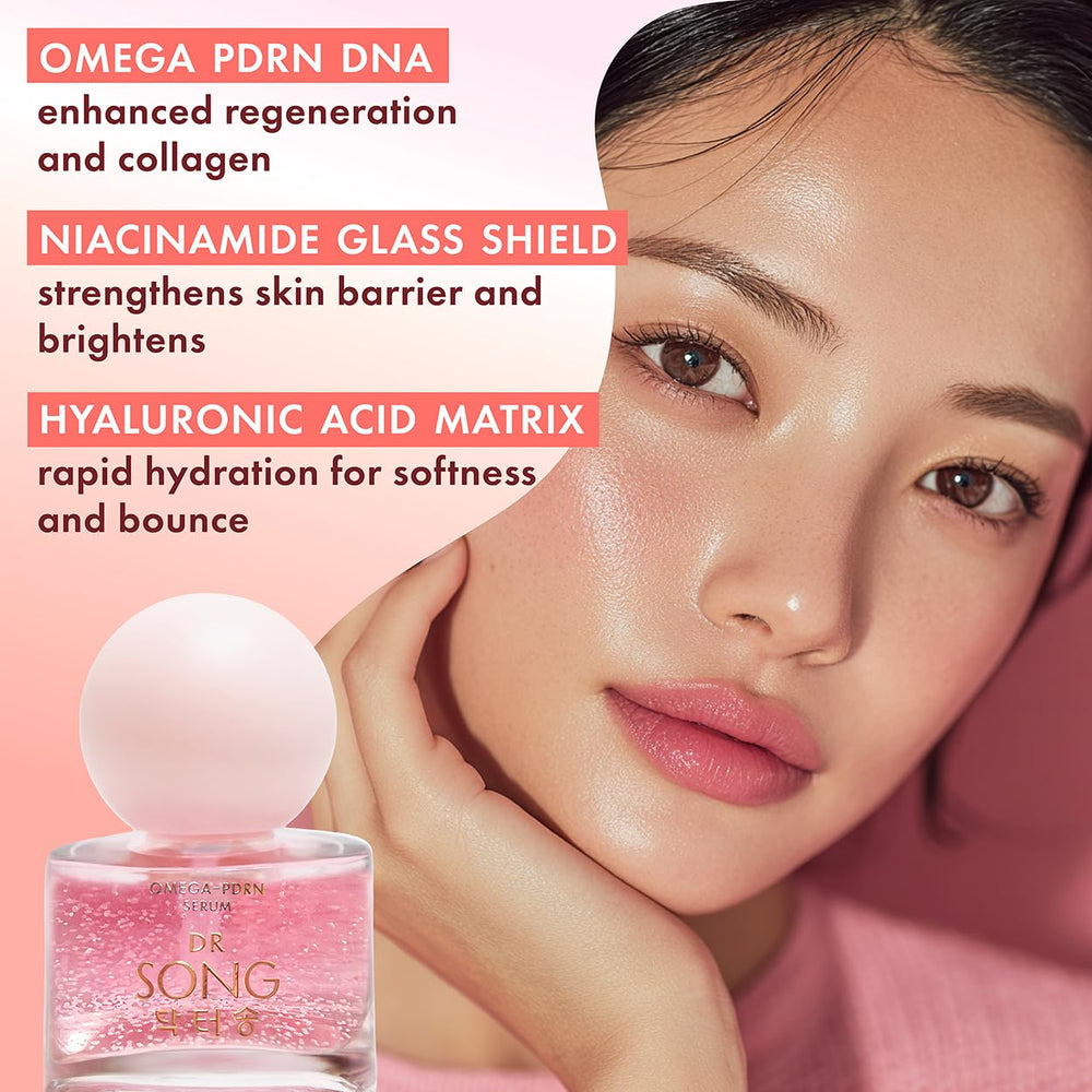 Dr Song ELMNTS Omega PDRN serum packaging emphasizing premium Korean beauty quality