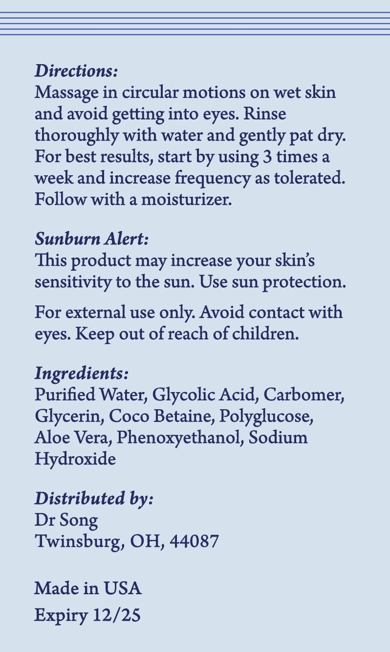 Dr Song Glycolic Acid Face Wash foaming application showing gentle exfoliation for clear skin