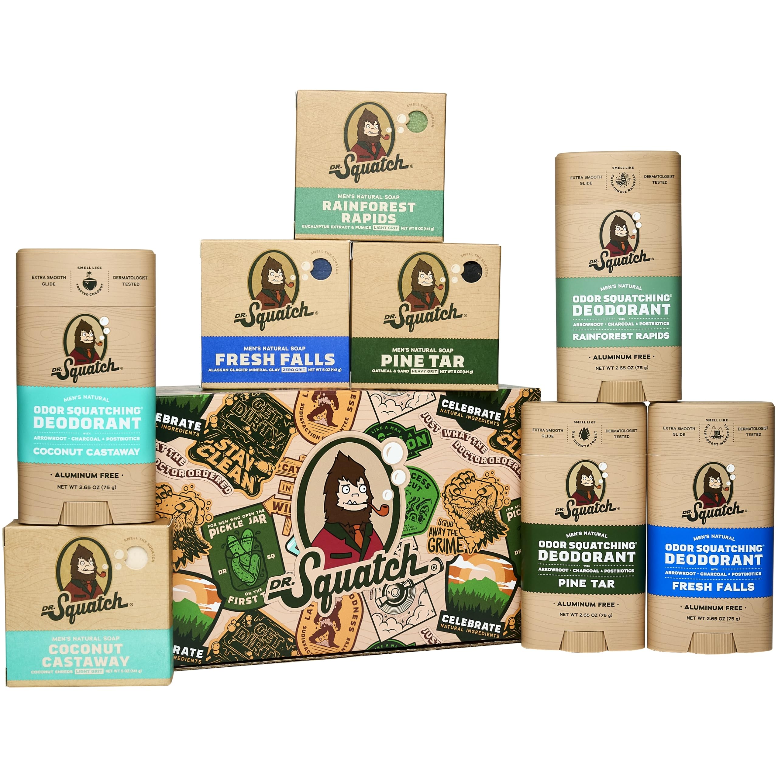 Dr. Squatch 2025 Holiday Bundle box front showcases gift-ready freshness