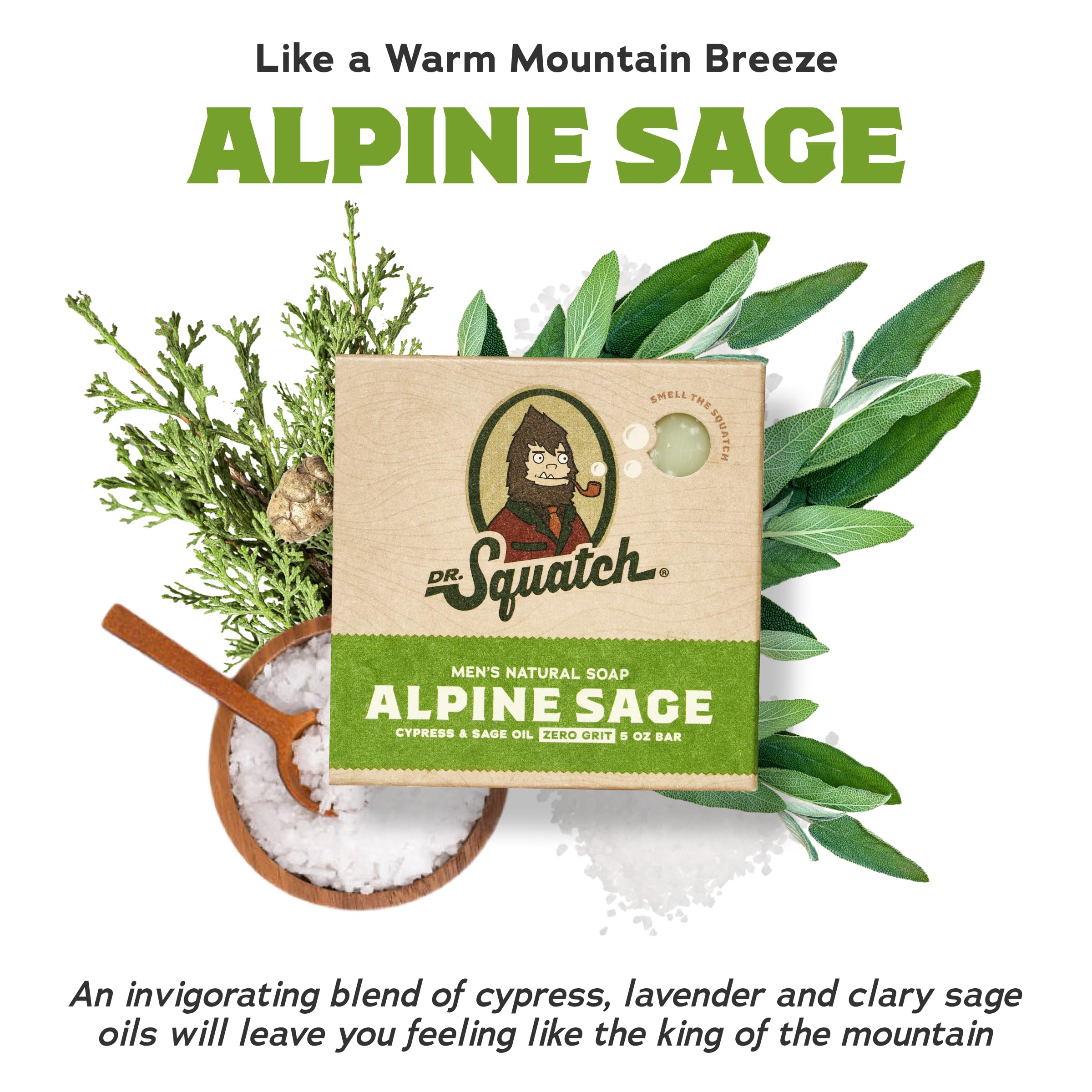 Dr. Squatch Alpine Sage soap lather creates rich foam for a thorough cleanse.