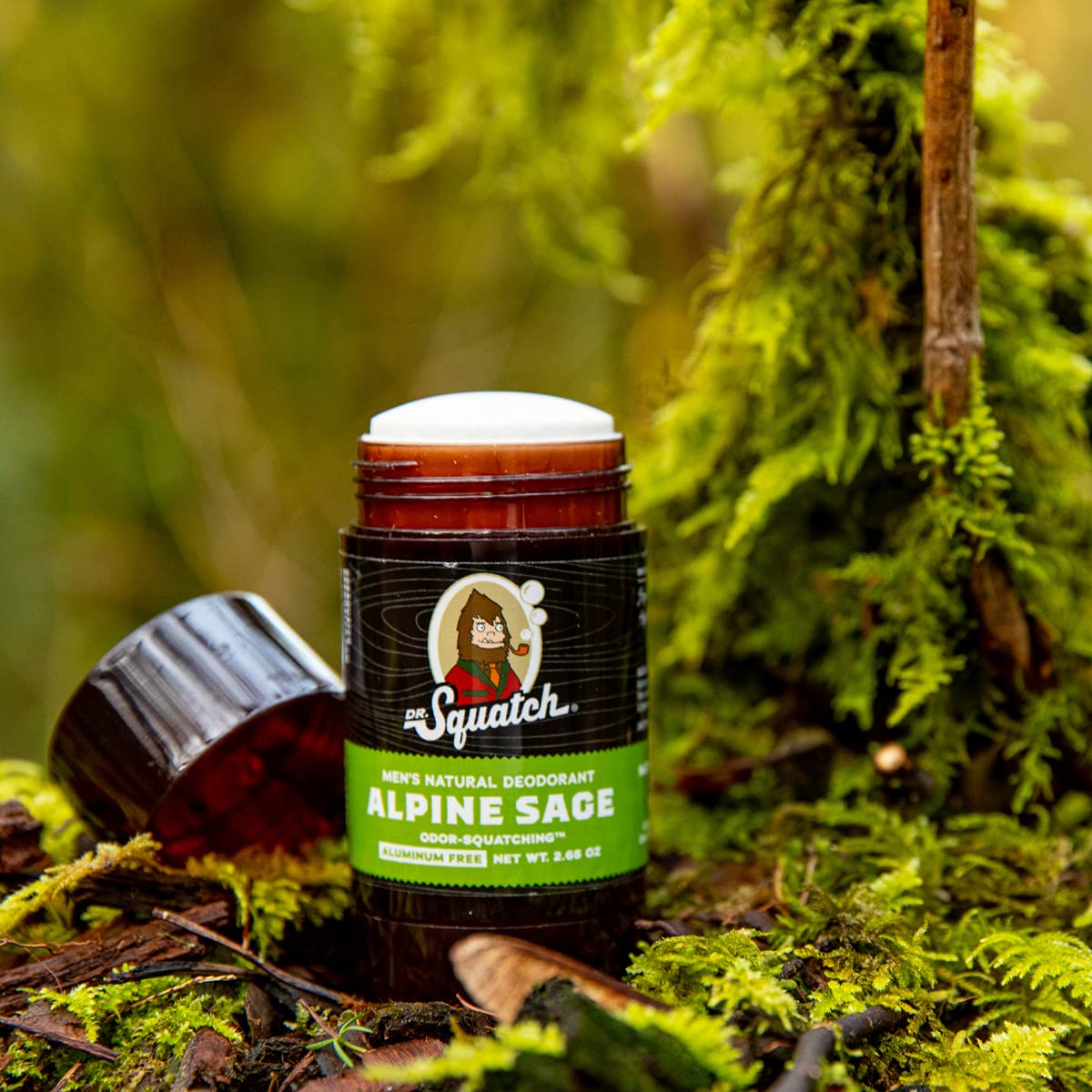 Dr. Squatch Alpine Sage label closeup shows clean ingredients and scent