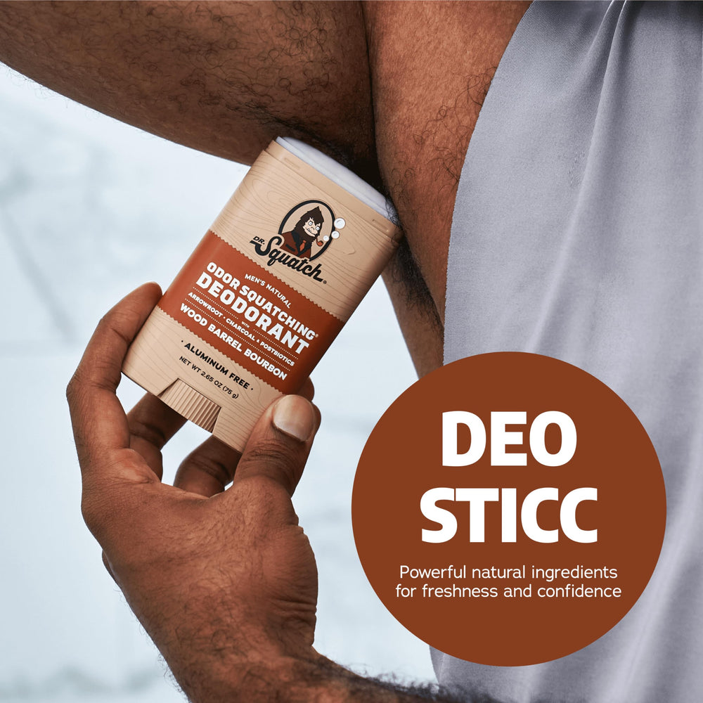 Dr. Squatch aluminum-free deodorant with skin-friendly, natural formula.