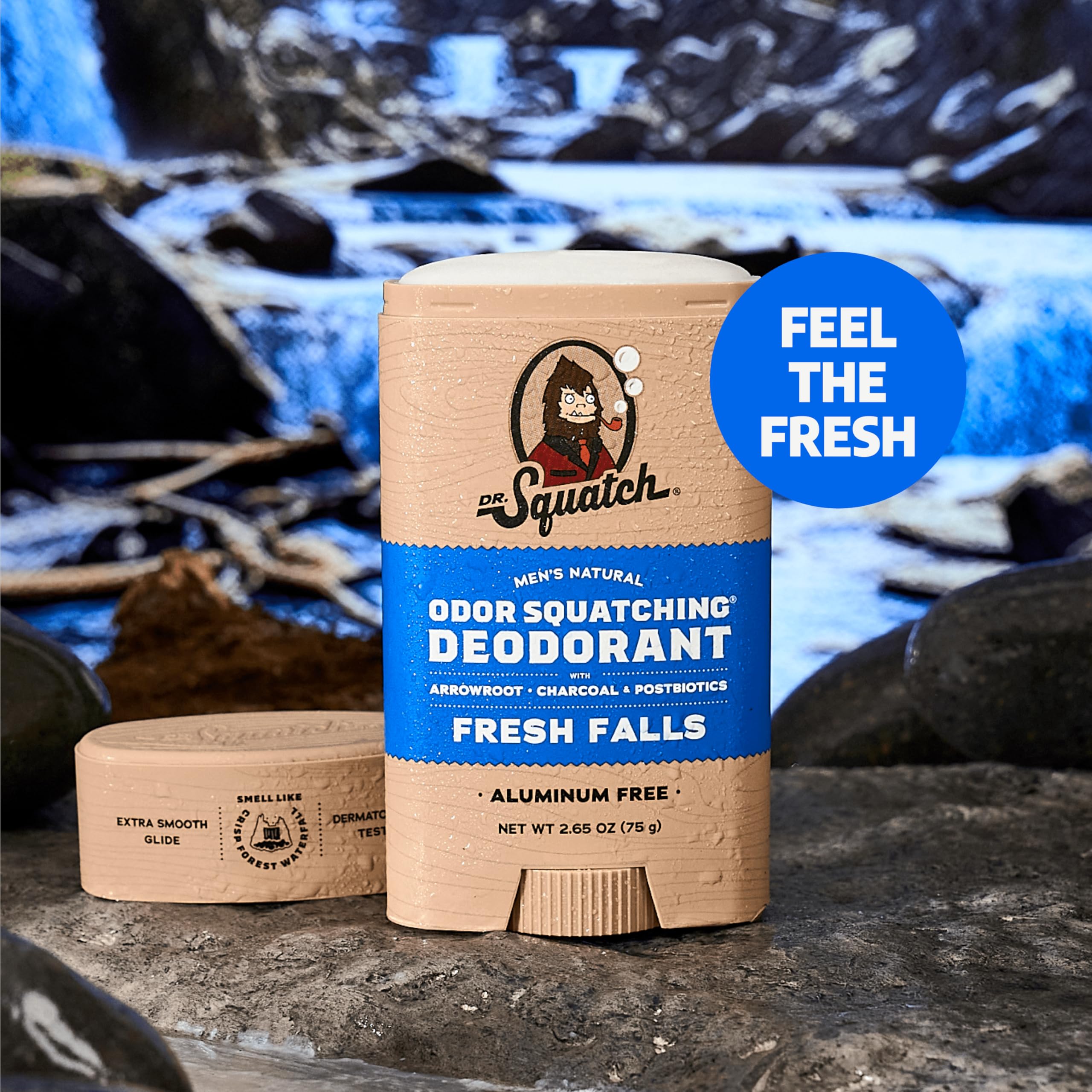 Dr. Squatch Arrowroot Powder deodorant ingredients visual representing natural absorption.