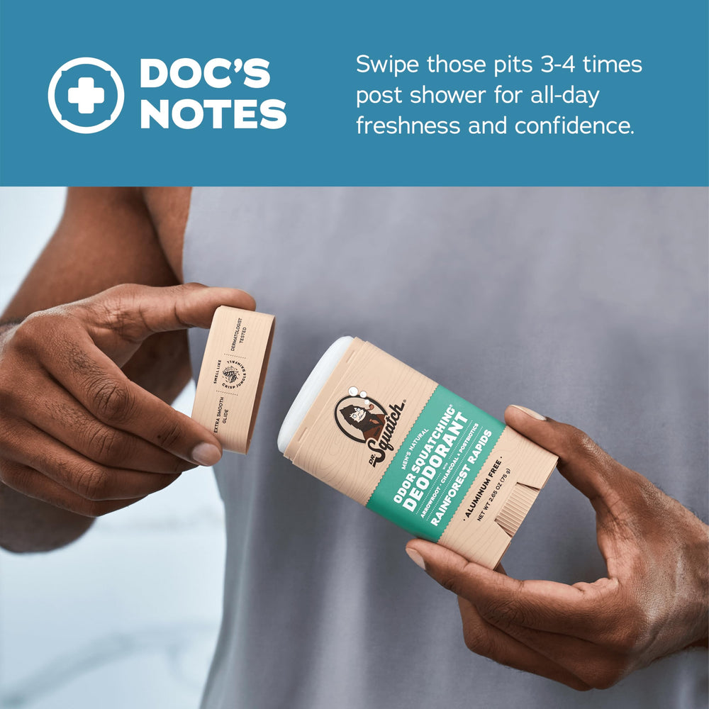 Dr. Squatch arrowroot powder ingredient detailing skin-friendly protection